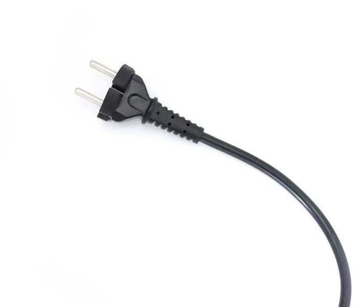 black power cord with white background